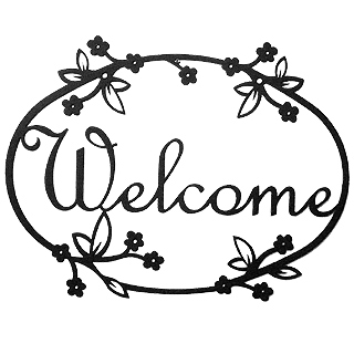 320x320 Script Iron Welcome Sign Floral Design From Modern Artisans