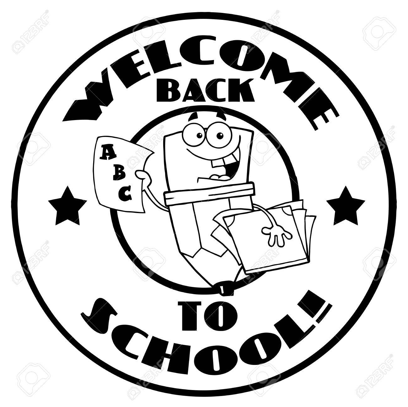 1300x1295 Black And White Welcome Back To School Happy Pencil Circle Royalty