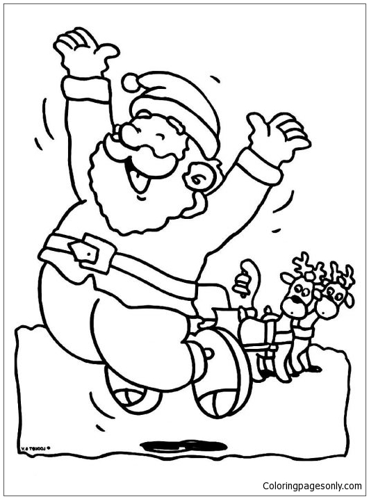 531x718 A Santa Claus Jumping Happily To Welcome Christmas Day Coloring