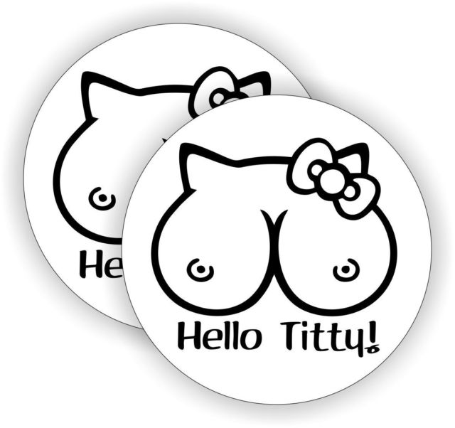 640x602 2) Hello Titty Funny Hard Hat Stickers Welding Helmet Decals