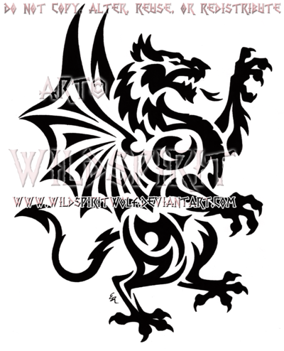 400x494 Rampant Welsh Dragon Tribal Design By Wildspiritwolf