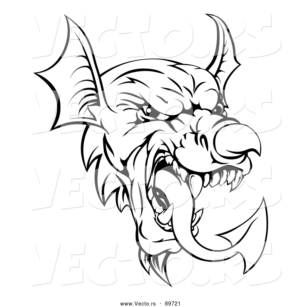 1024x1044 Vector Of A Warrior Welsh Dragon Mascot Head