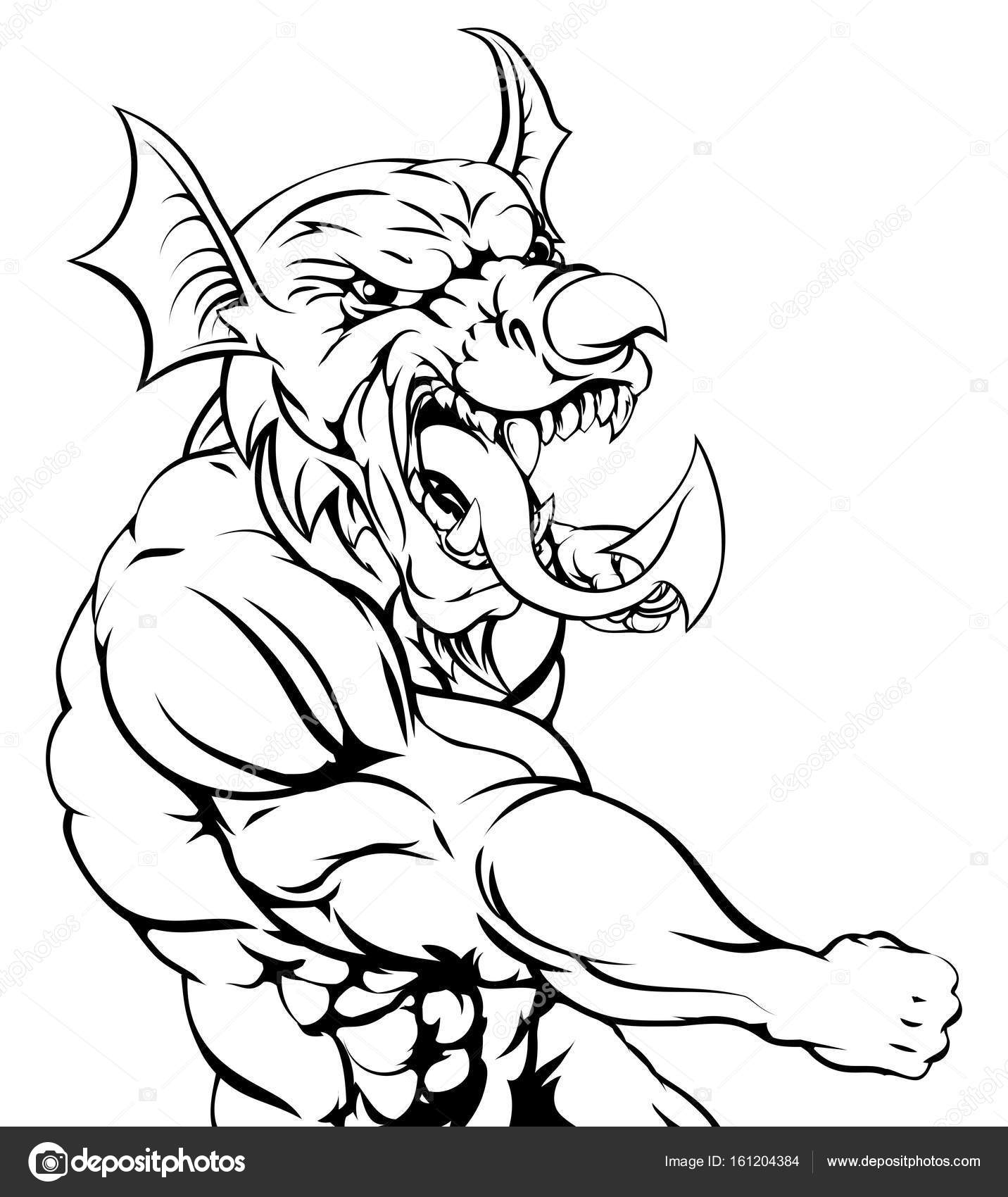 1432x1700 Welsh Dragon Punching Stock Vector Krisdog