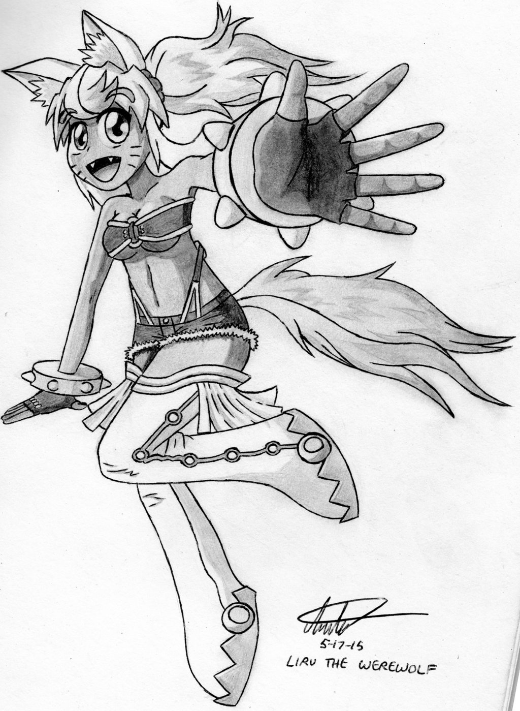 1024x1399 Liru The Werewolf Pen And Pencil Drawing By Archerillian