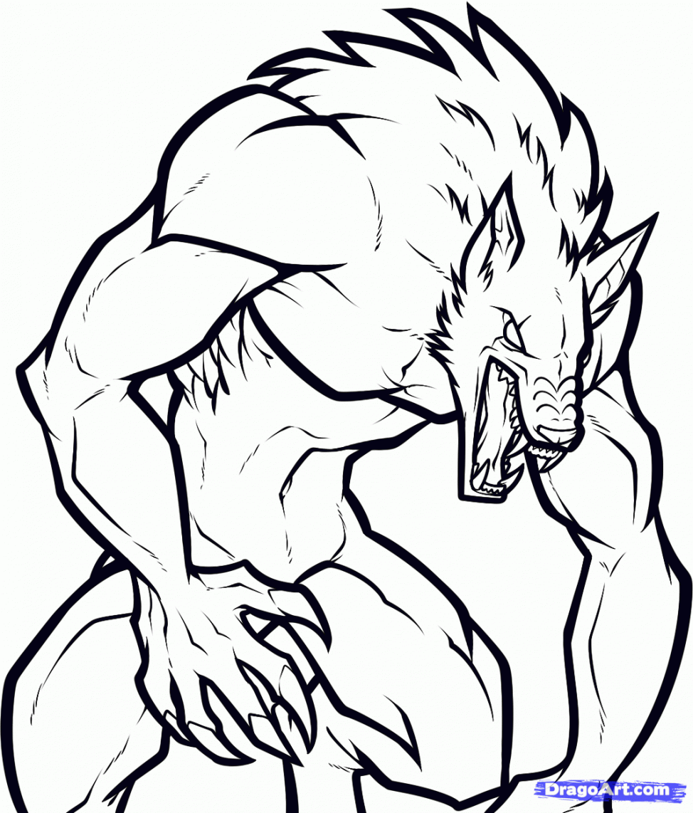 Monster Loup Werewolf Garou Coloriage Kleurplaten Kleurplaat Weerwolf ...