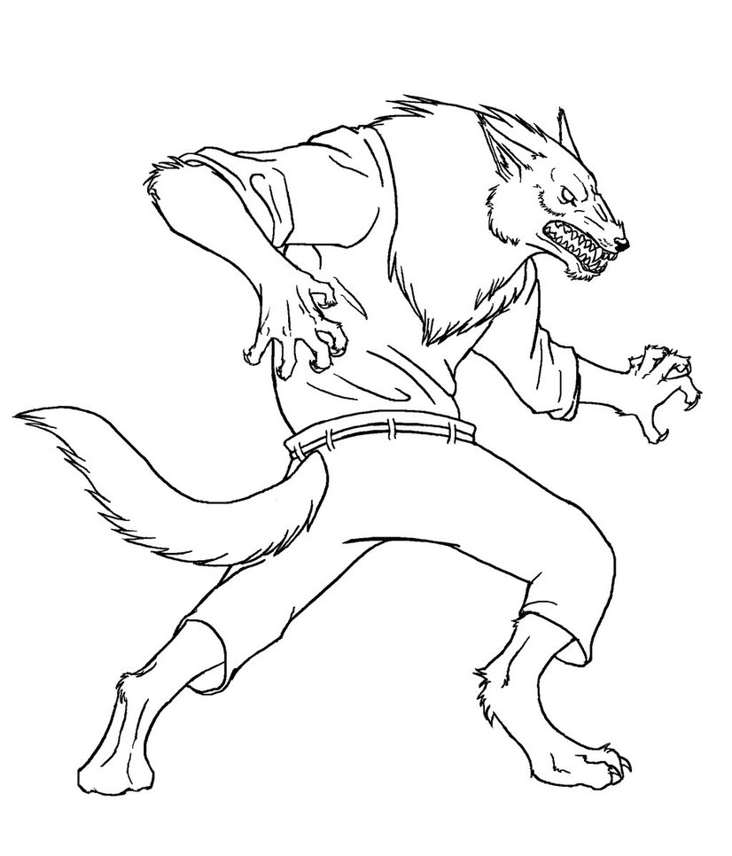826x966 Werewolf Line Art By Pandadrake