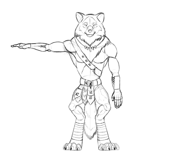 600x531 Design And Draw A Model Sheet Of A Werewolf Warrior