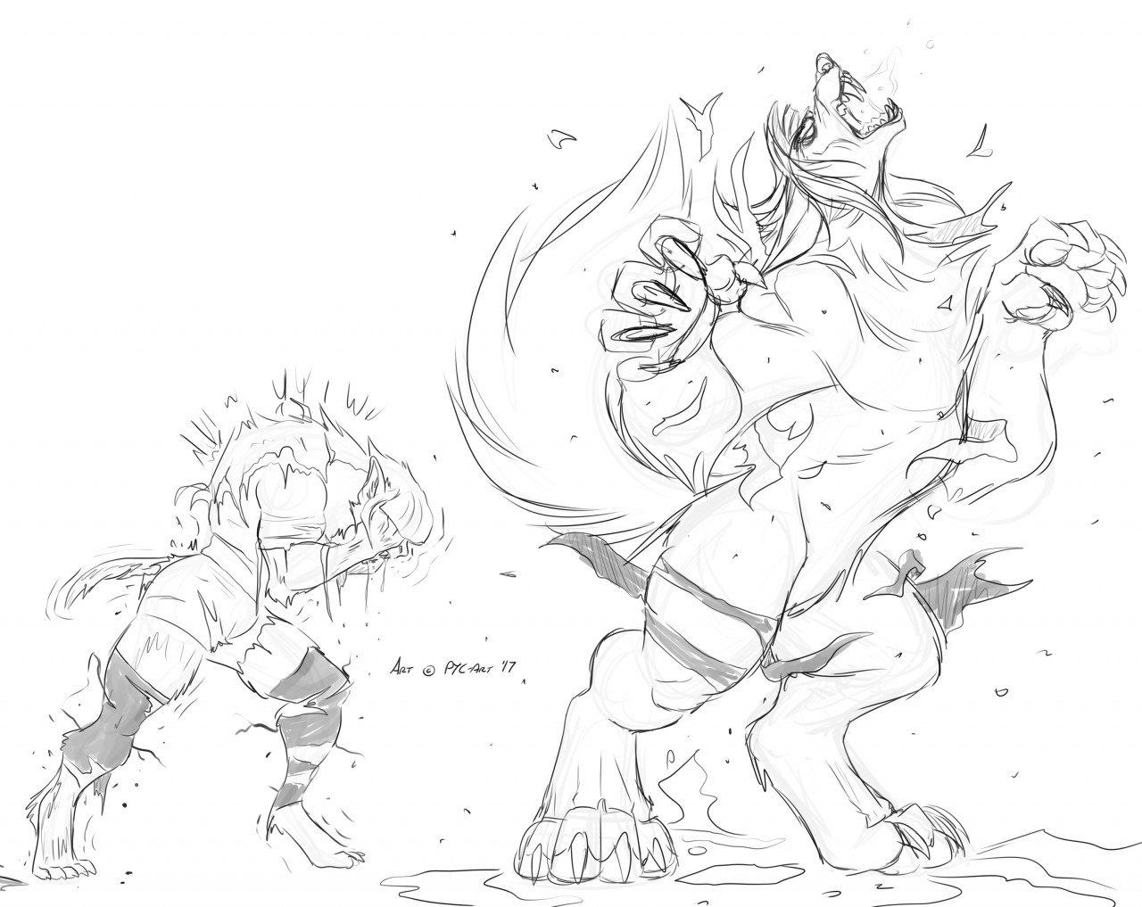 1280x1017 Stream Sketch Werewolf Transformation By Pyc Art
