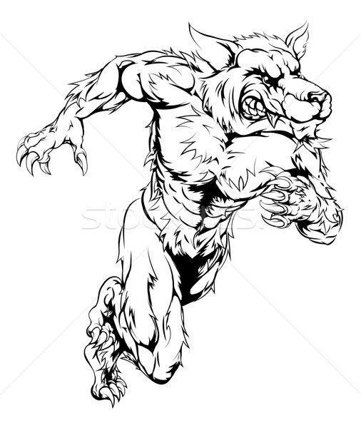 506x600 Werewolf Wolf Sports Mascot Running Vector Illustration Christos