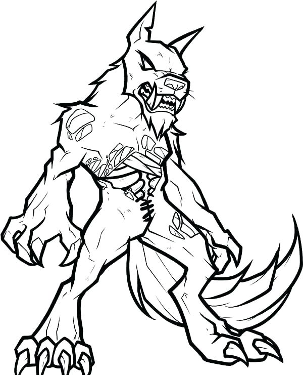 600x741 Beautiful Zombie Coloring Pages Free Download Werewolf Page Colori
