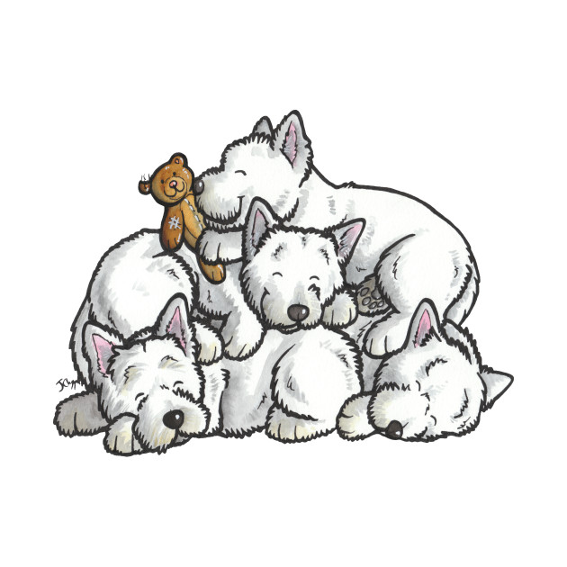 630x630 Westie Sleeping Pile Cartoon
