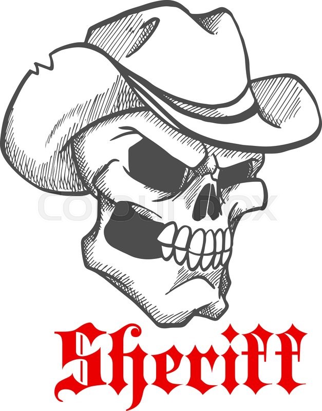 627x800 Dangerous And Angry Skull Sheriff Symbol Wearing Old Leather