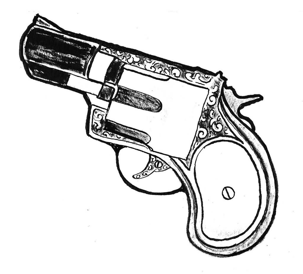 Western Revolver Drawing