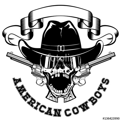 500x500 American Cowboy Skull Revolvers Var 3 Stock Image And Royalty
