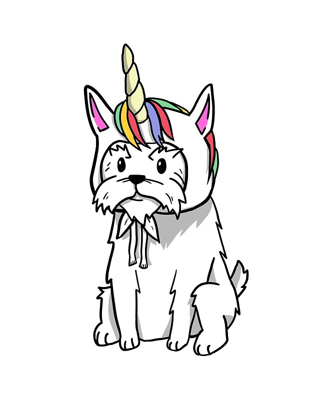 666x800 Funny Unicorn Westie Posters By Ilovepaws Redbubble