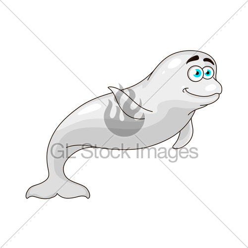500x500 Cartoon White Whale Waving A Flipper Gl Stock Images