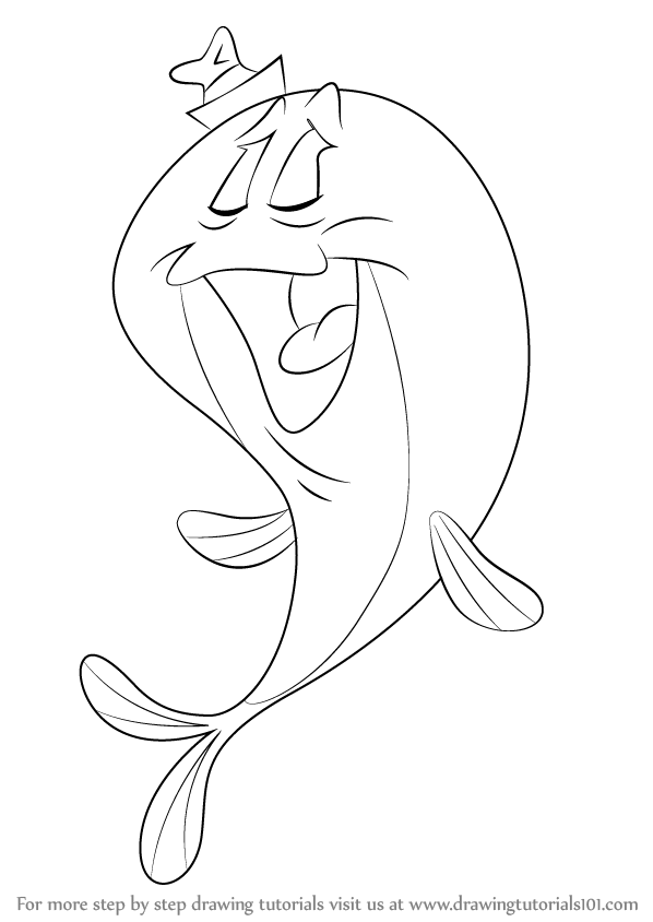 598x844 Learn How To Draw Marty The Whale From Looney Tunes (Looney Tunes