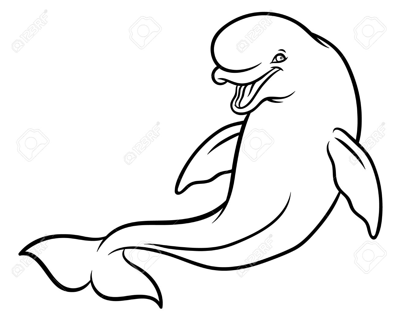 1300x1046 Happy Smiling Beluga Whale Cartoon