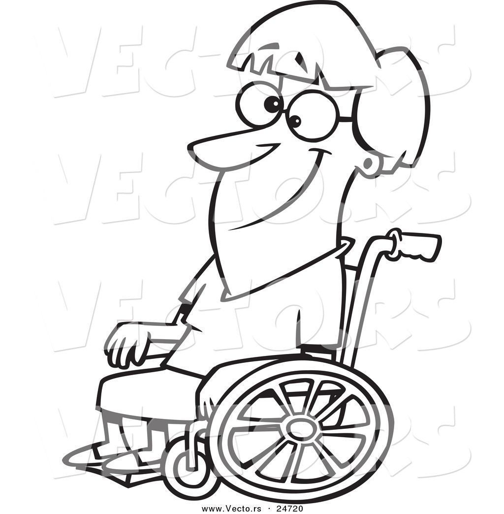 1024x1044 Vector Of A Cartoon Smiling Woman In A Wheelchair