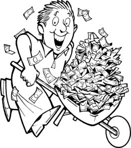 264x300 Man Wheelbarrow Cash Stock Vectors