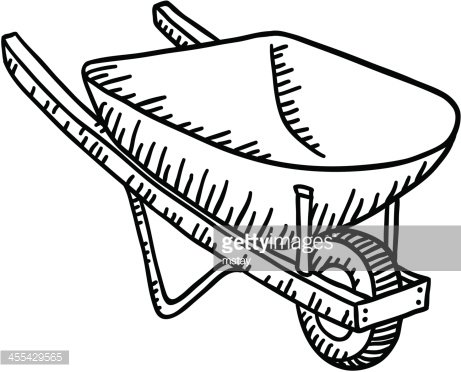 461x372 Sketch Wheelbarrow Premium Clipart