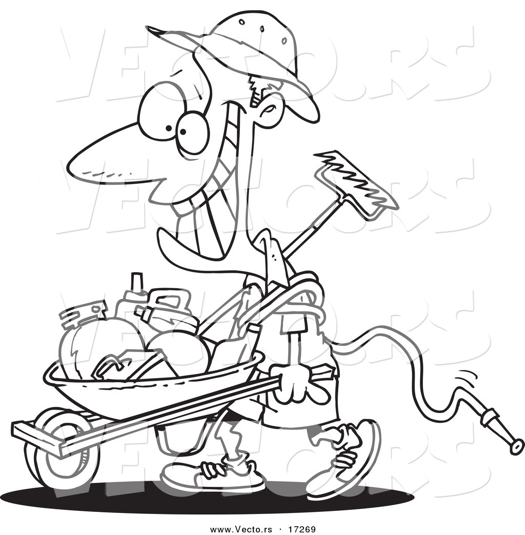 1024x1044 Vector Of A Cartoon Happy Borrower Pushing A Wheelbarrow