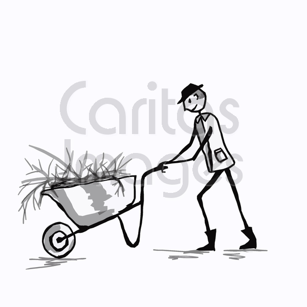 600x600 Stick Man Pushing A Wheelbarrow Jenette Coldrlck Vector Art