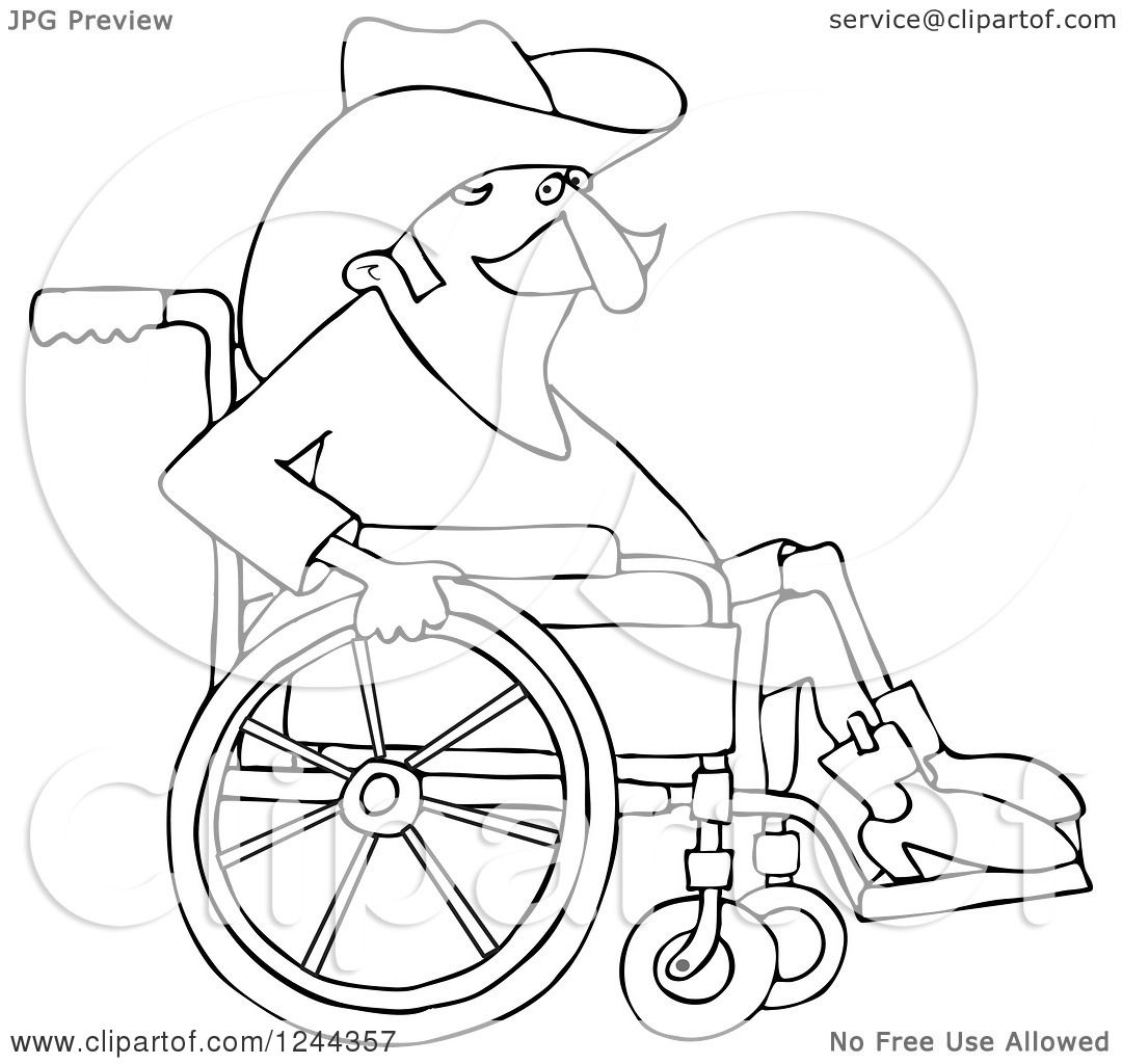 1080x1024 Clipart Of A Black And White Senior Cowboy In A Wheelchair