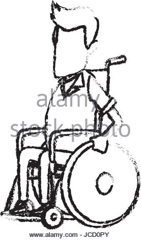 277x470 Old Man Character Disabled Sitting In Wheelchair Image Stock