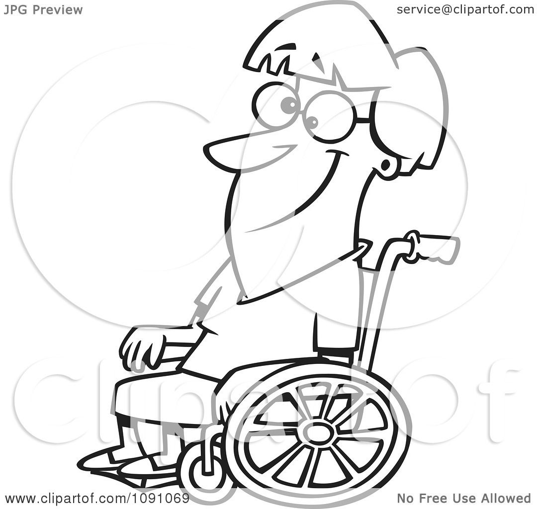 1080x1024 Clipart Outlined Smiling Woman In A Wheelchair