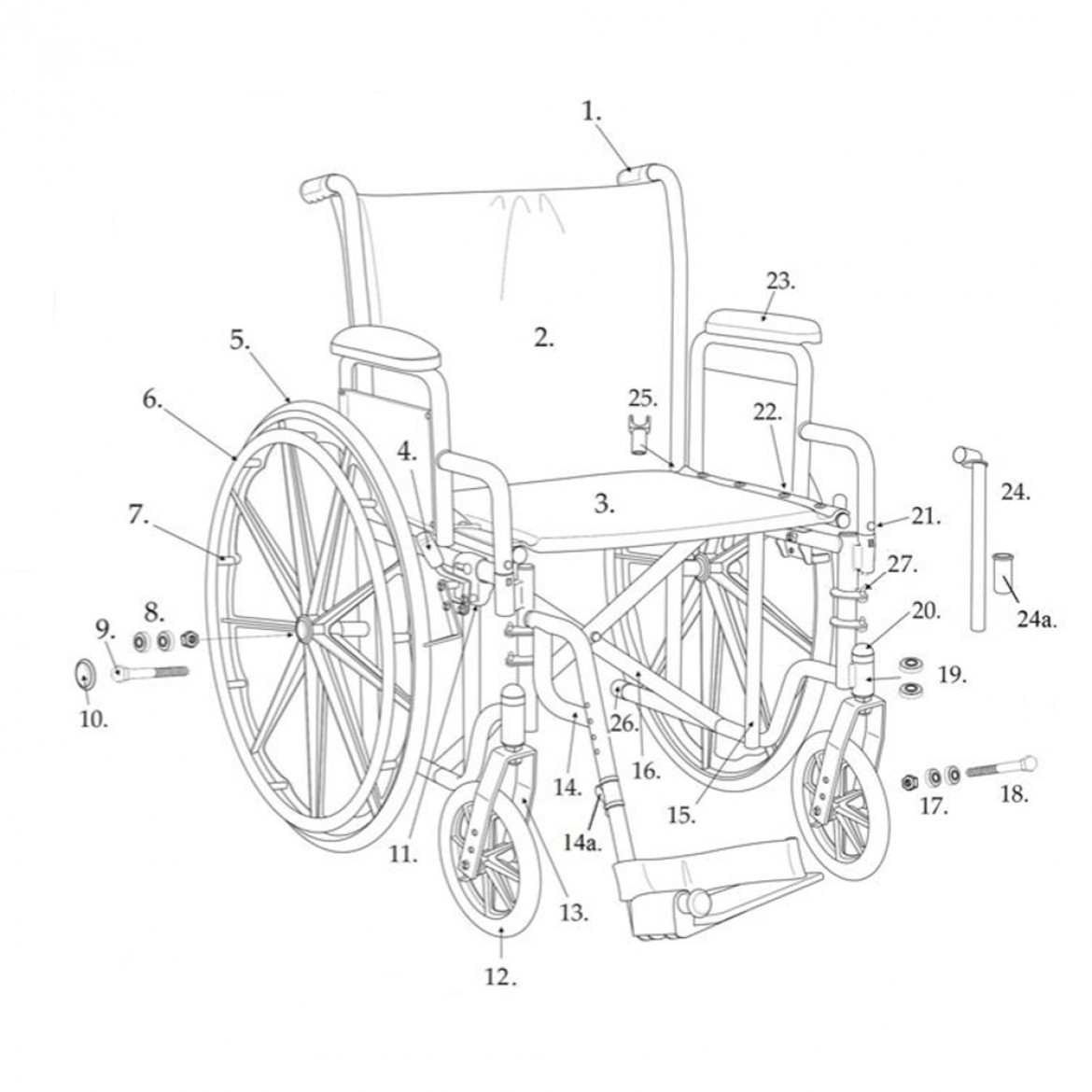 1170x1170 Parts For Drive Silver Sport 2 Wheelchair