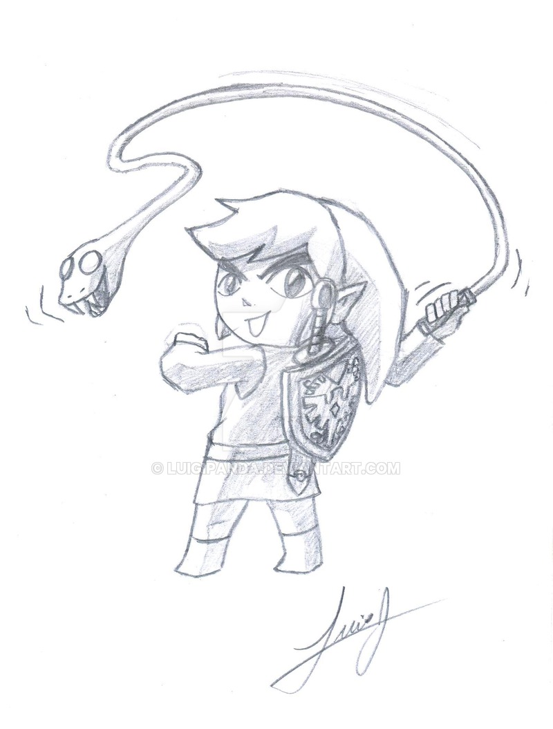 800x1054 Link With Whip Sketch By Luigipanda