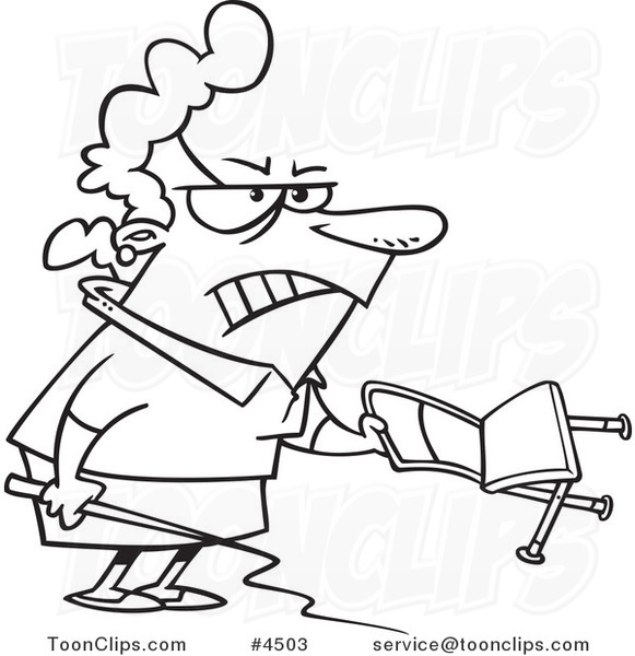 581x600 Cartoon Blacknd White Line Drawing Of Business Woman Holding