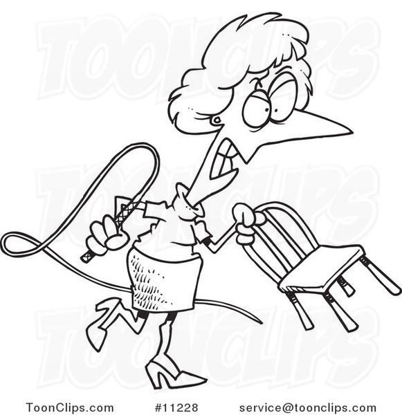 581x600 Cartoon Black And White Line Drawing Of A Mean Business Woman