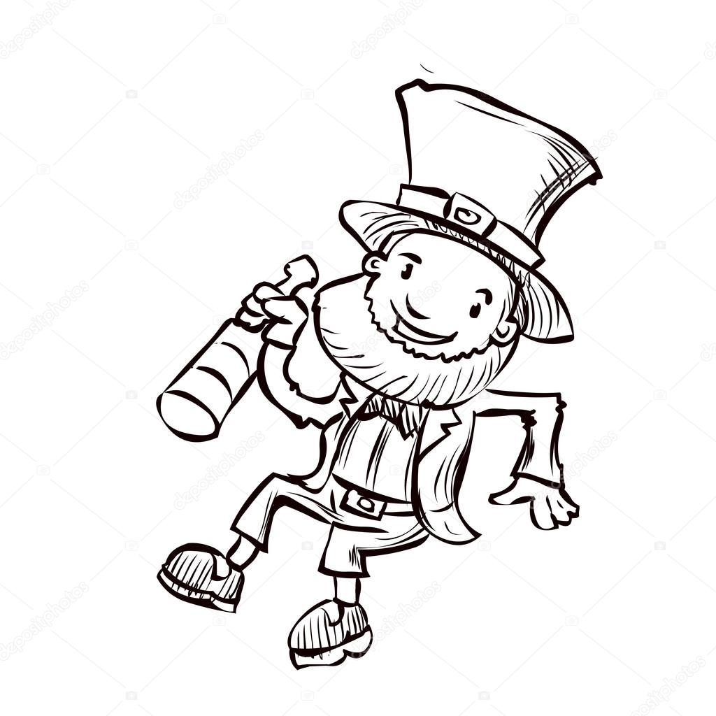 1024x1024 Leprechaun With A Bottle Of Whiskey Stock Vector Dergriza