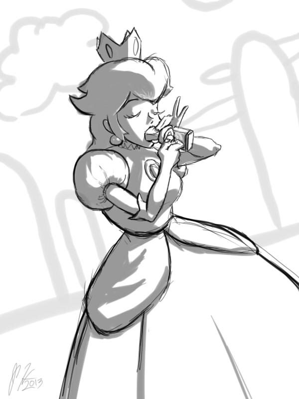 600x800 Princess Peach Using A Warp Whistle. By Jazzpirate