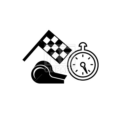 400x400 Sport Flag, Whistle And Stopwatch Free Vector Clip Art Image