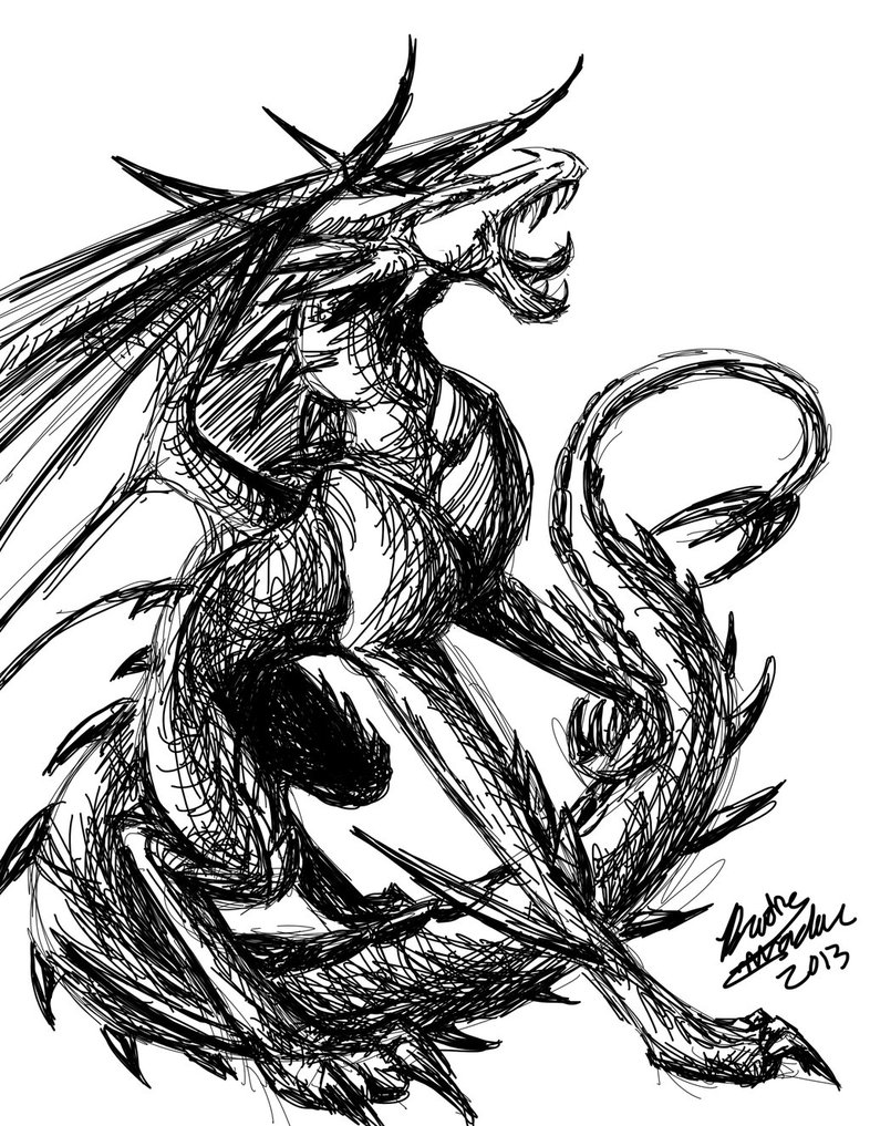 786x1017 Black And White Dragon By Silveraruka