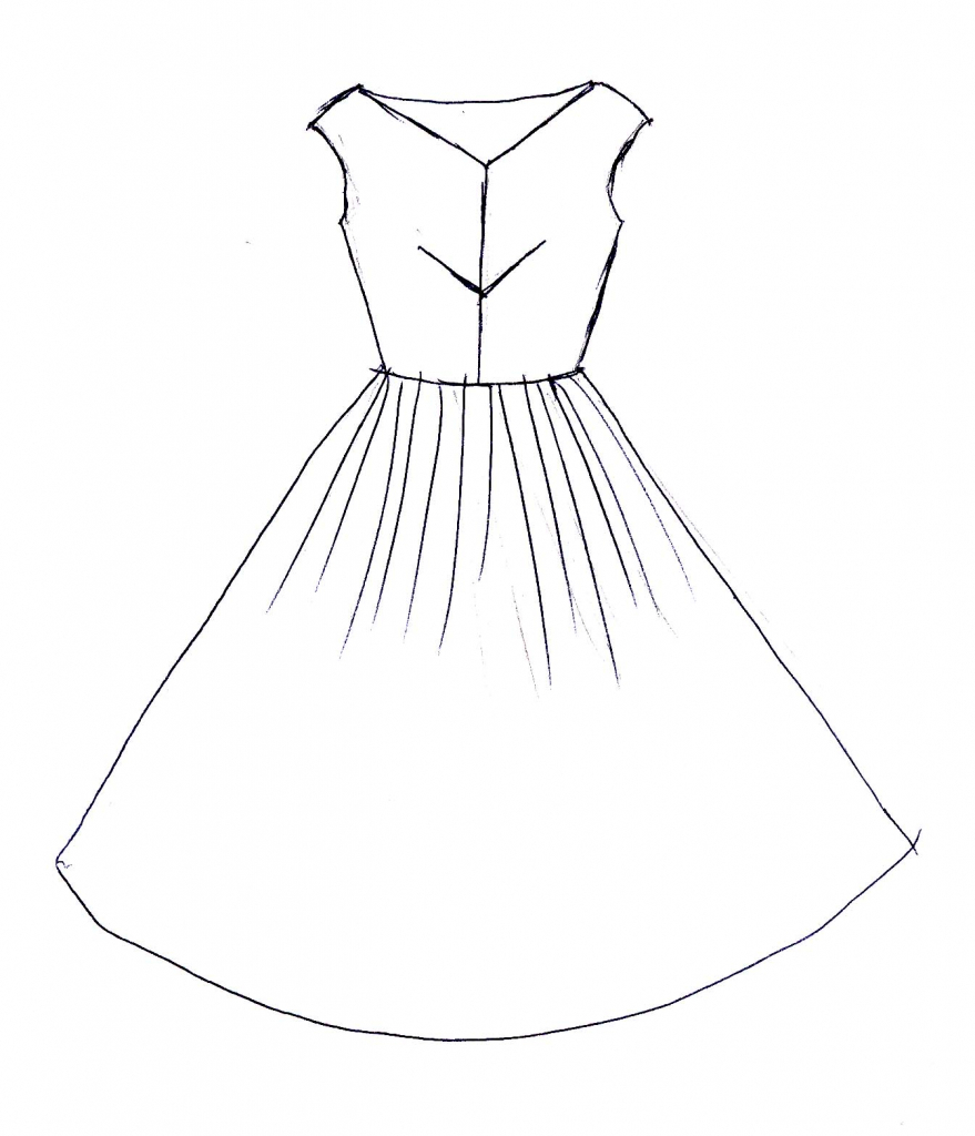879x1024 Drawing Of A Dress Dress Easy Drawing How To Draw A Dress Stepstep