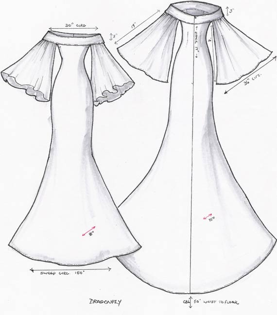 570x648 Goes Wedding New Feminine White Bridal Gown Sketch