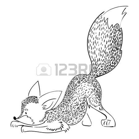 450x450 Cartoon Fox Hunts. A Stylized Fox Is Played. Vector Illustration