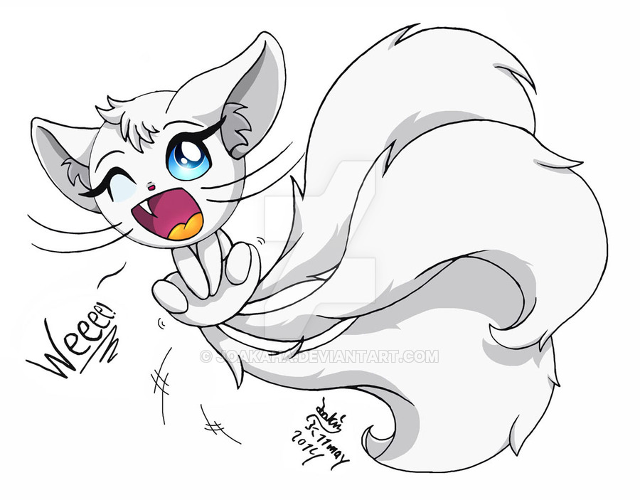 900x703 Little 3 Tailed White Fox By Joakaha