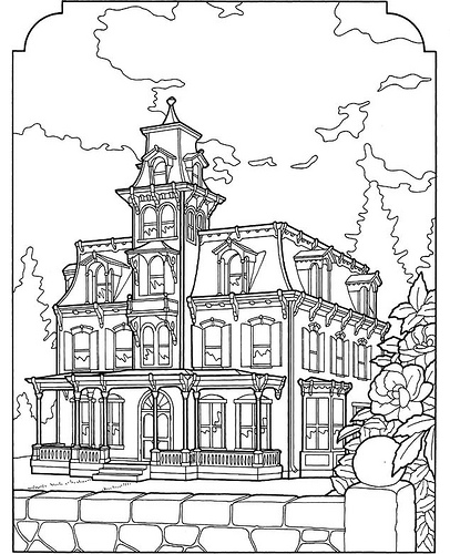 406x500 Victorian Homes Coloring Pages For Adults How To Draw