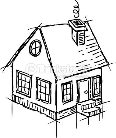 381x451 Black And White Sketch Of Small House Vector Art Thinkstock