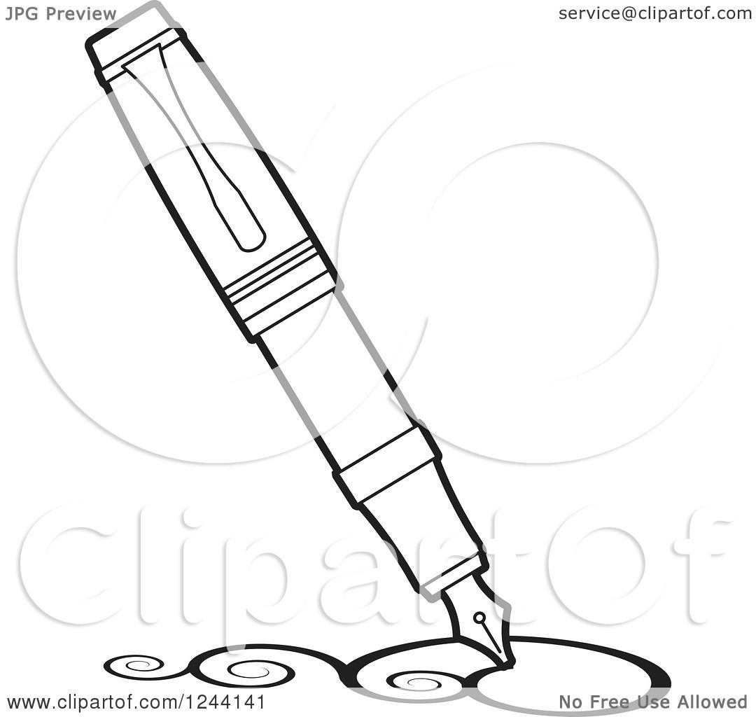 1080x1024 Clipart Of A Vintage Black And White Fountain Pen Nib Drawing