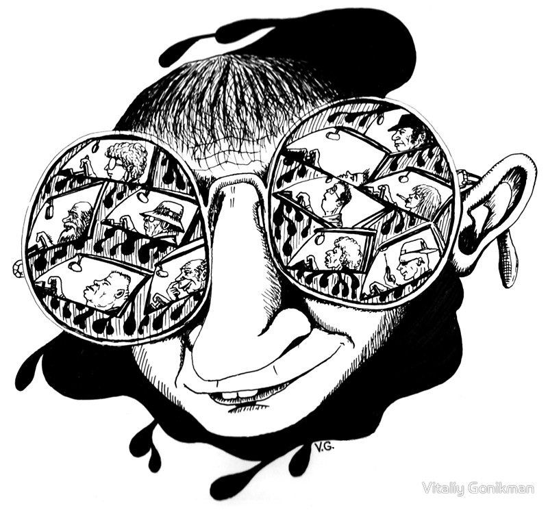 800x745 New York City Drivers Black And White Pen Ink Surreal Drawing