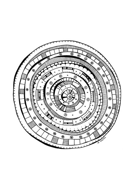 450x638 A4 Art Print Circle Pen Drawing Motif By Printsbystellachili