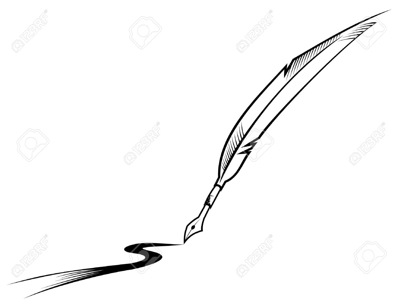 1300x1006 Black Symbol Of Feather Pen Isolated On White Royalty Free