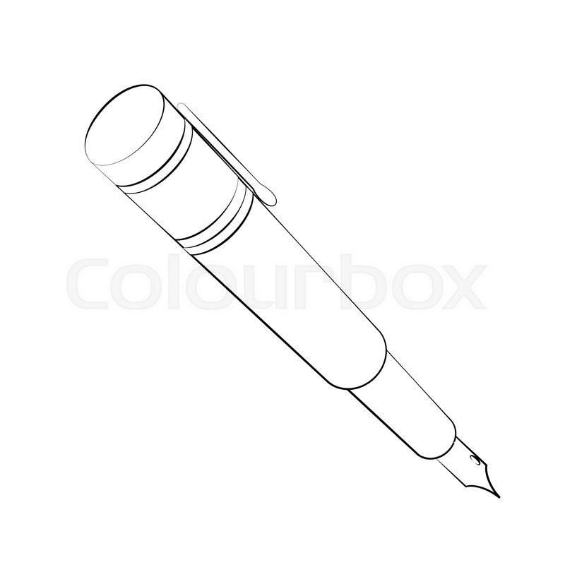 800x800 Black Outline Vector Pen On White Background. Stock Vector