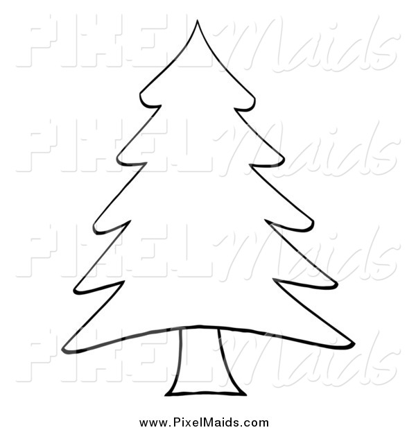 600x620 Clipart Of A Sketched Outlined Pine Tree By Hit Toon